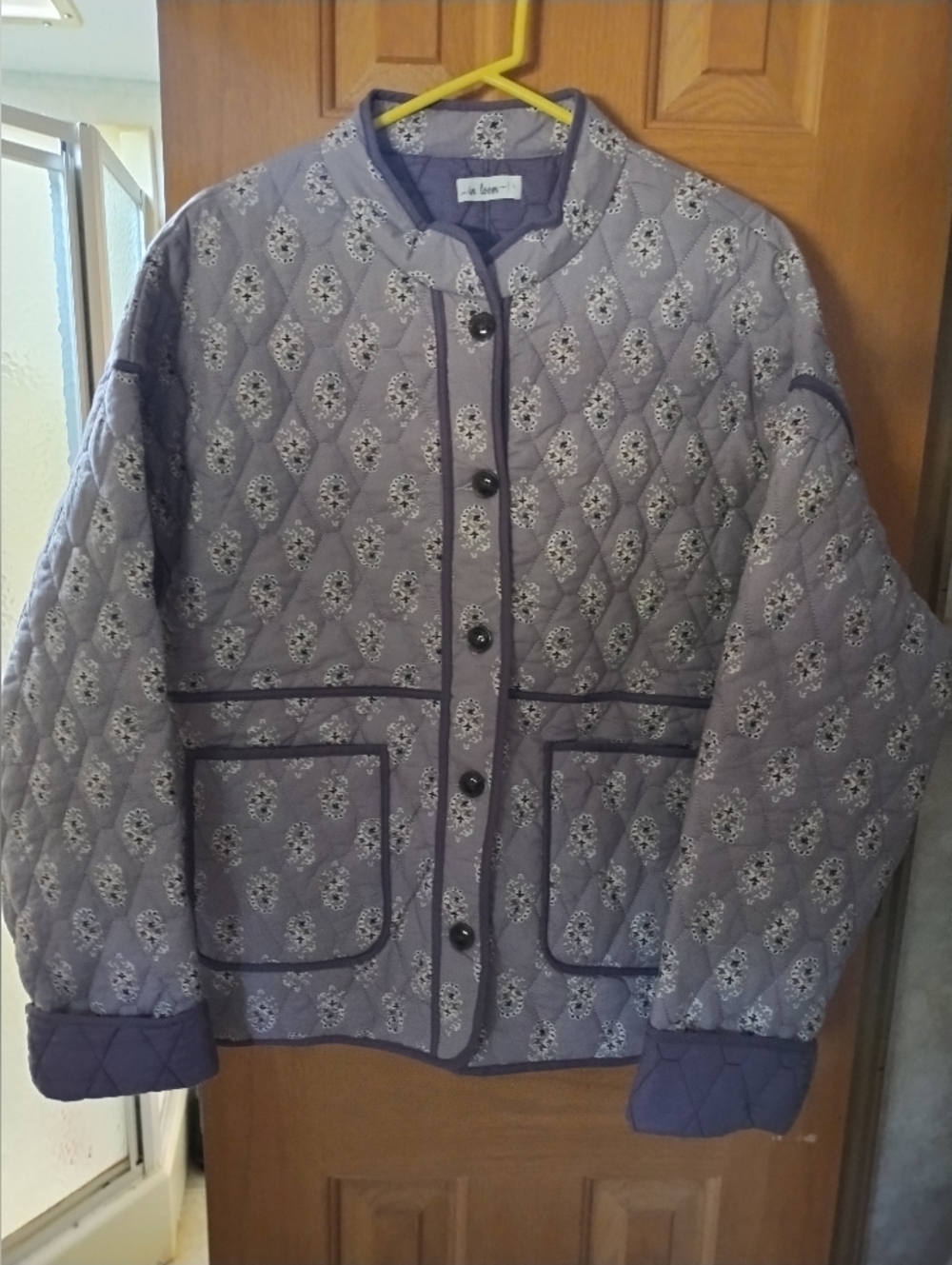 In Bloom Purple Quilted Button Down Jacket Size Large Purple With Repeat IDesign